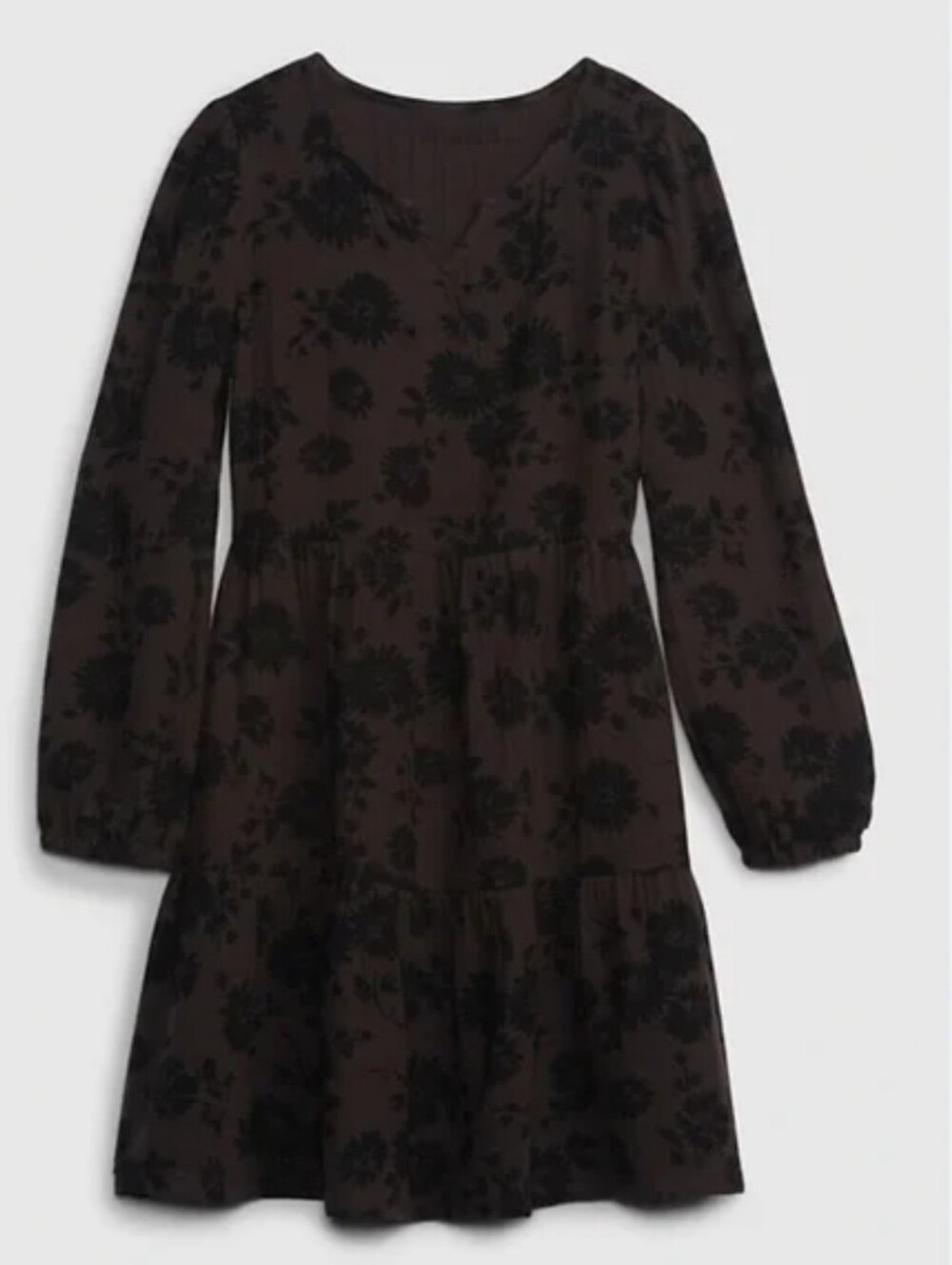 GAP Kids Gauze Tiered Long Sleeve Wednesday Adams Dress Dark Floral Size L